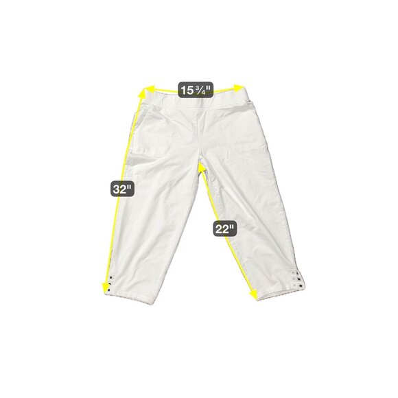 Denim & Co. Active Cropped Pants White Sz Large Side Eyelet Stretch Capris - Picture 7 of 10